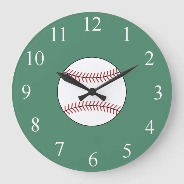 Green Baseball Wall Clock  (Front)