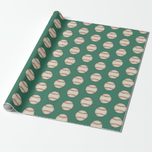 Green Baseball Wrapping Paper 