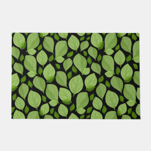Green Basil Leaf Herb Pattern Botanical Doormat