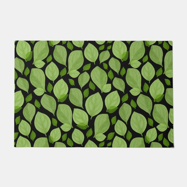 Green Basil Leaf Herb Pattern Botanical  Doormat (Front)