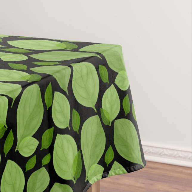 Green Basil Leaf Herb Pattern Botanical Tablecloth (In Situ)