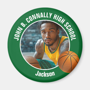 Green Basketball Player High School Photo Magnet