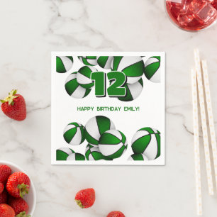 green basketballs girls boys sports party napkin