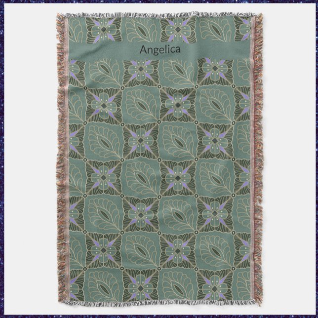 Green Batik Design Throw Blanket (Creator Uploaded)