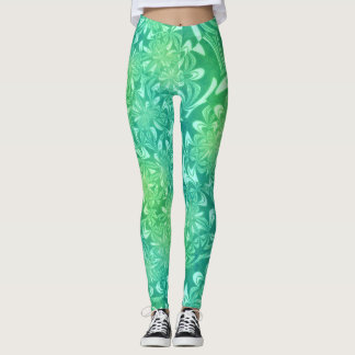 green batik flowers leggings