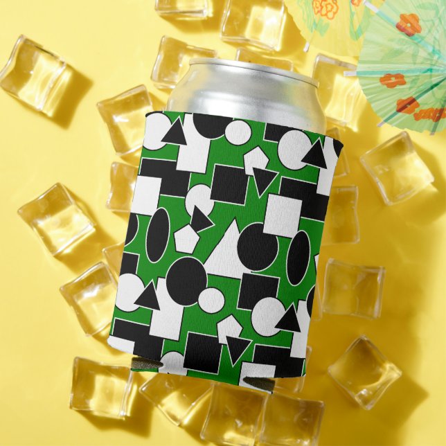 Green Bauhaus Collage  Can Cooler (In Situ Summer)