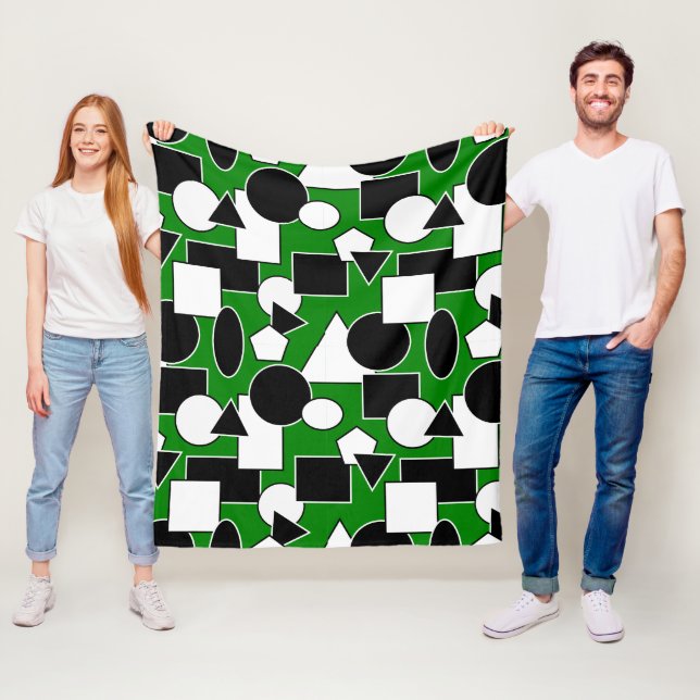 Green Bauhaus Collage  Fleece Blanket (In Situ)