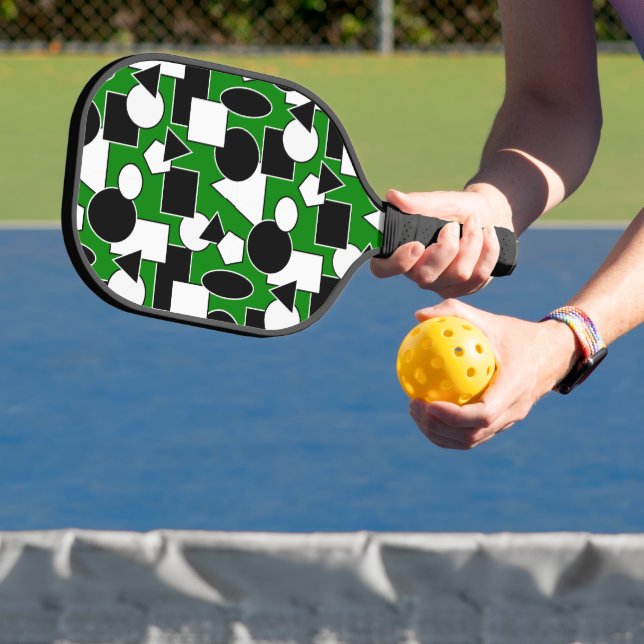 Green Bauhaus Collage  Pickleball Paddle (Insitu)