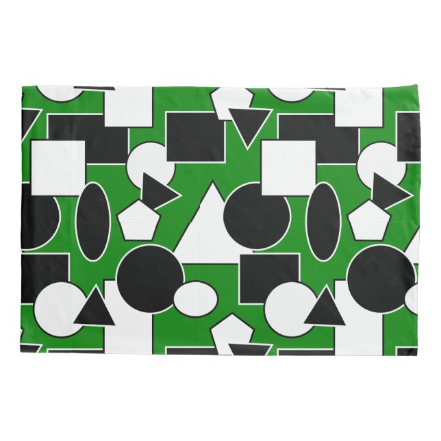 Green Bauhaus Collage  Pillowcase (Back)