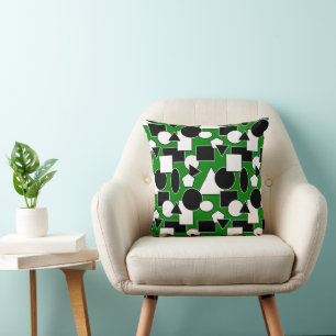 Green Bauhaus Collage Throw Pillow