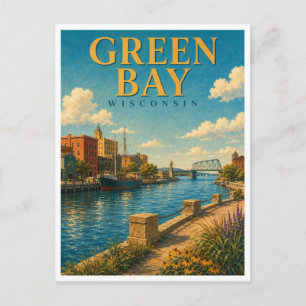 Green Bay Wisconsin Fox River GeoSaga Postcard