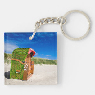 Green Beach chair at the North Sea Keychain