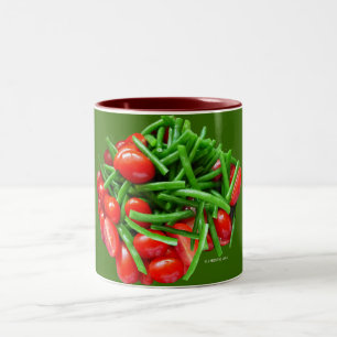 Green Bean and Tomatoes Two-Tone Coffee Mug