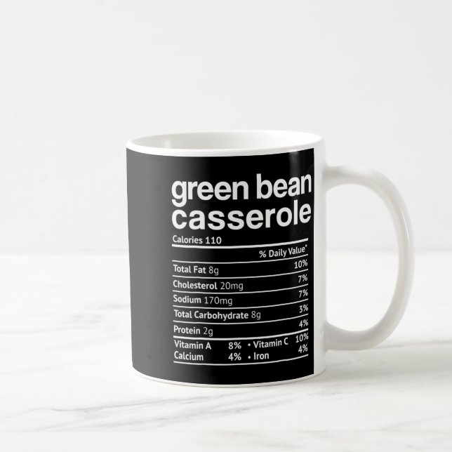 Green Bean Cerole Nutrition Facts Funny Thanksg  Coffee Mug (Right)