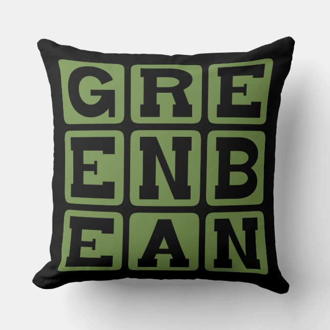 Green Bean, Vegetable Throw Pillow (Front)