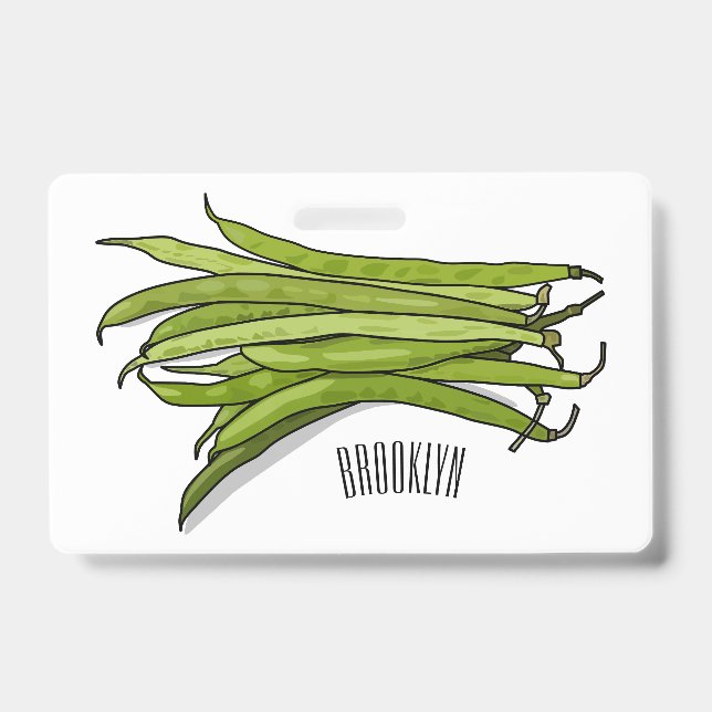 Green beans cartoon illustration  badge (Front)