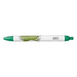 Green beans cartoon illustration  black ink pen