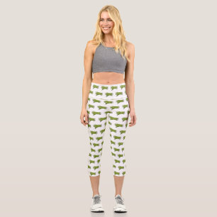 Green beans cartoon illustration  capri leggings