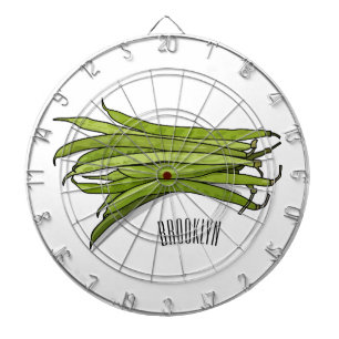Green beans cartoon illustration dartboard