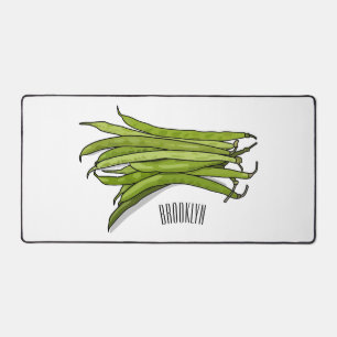 Green beans cartoon illustration  desk mat