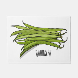 Green beans cartoon illustration doormat
