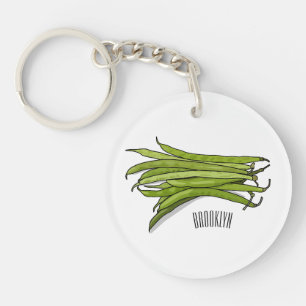 Green beans cartoon illustration  keychain