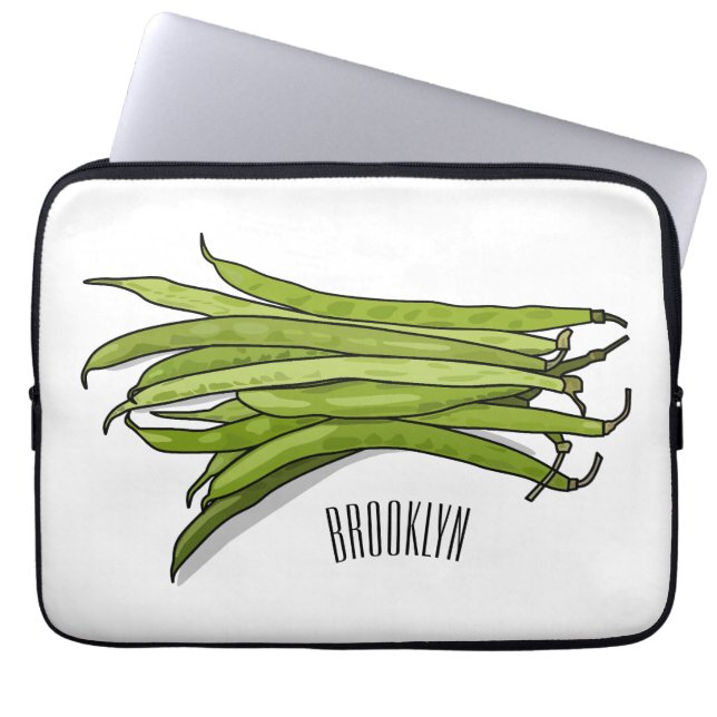 Green beans cartoon illustration  laptop sleeve (Front)