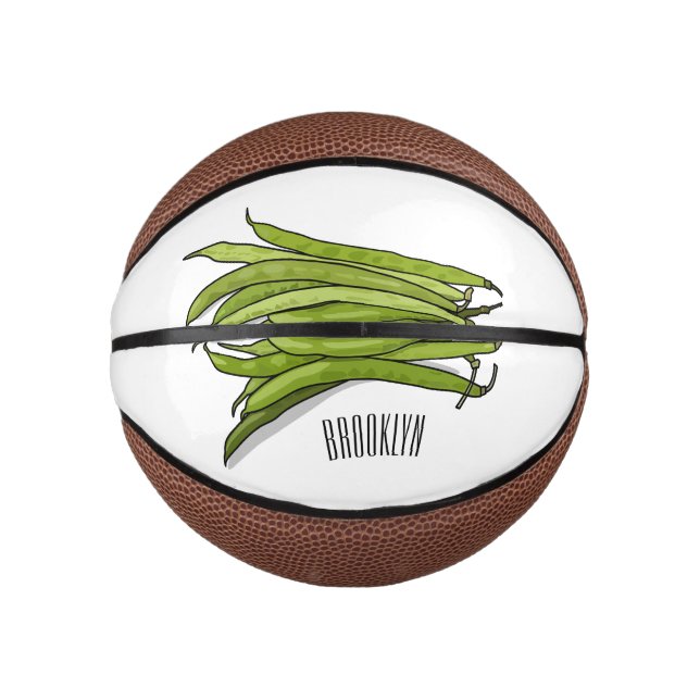 Green beans cartoon illustration  mini basketball (Front)