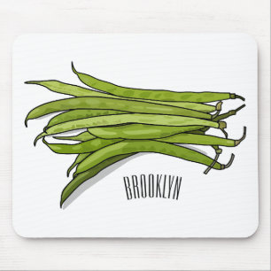 Green beans cartoon illustration mouse pad