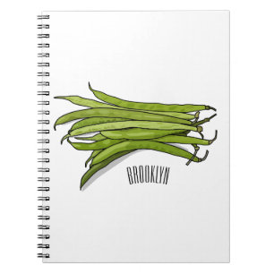 Green beans cartoon illustration notebook