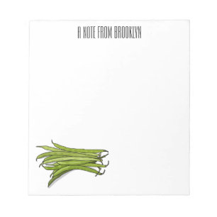 Green beans cartoon illustration  notepad