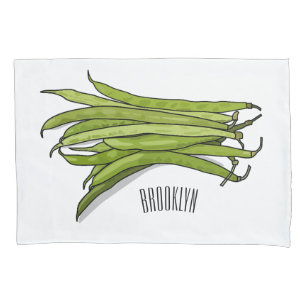Green beans cartoon illustration  pillowcase