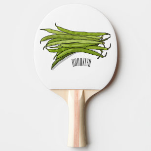 Green beans cartoon illustration  ping pong paddle