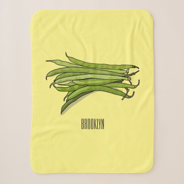 Green beans cartoon illustration  sherpa blanket (Front)