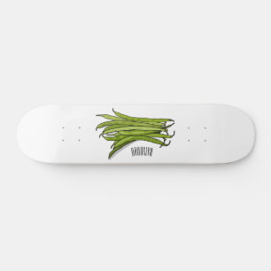 Green beans cartoon illustration  skateboard