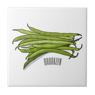 Green beans cartoon illustration tile