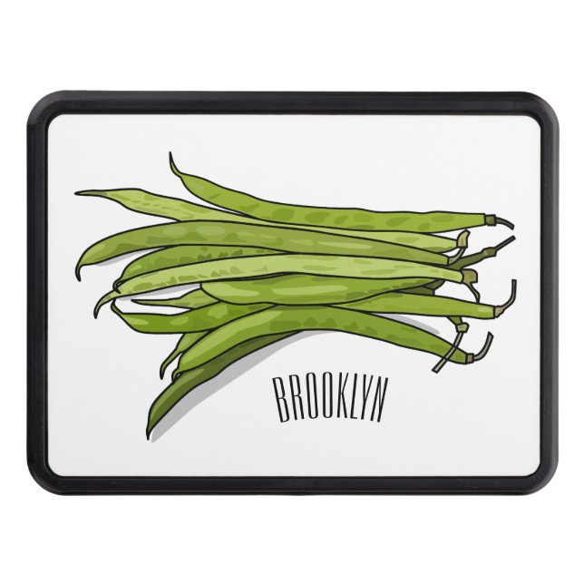 Green beans cartoon illustration  trailer hitch cover (Front)