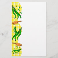 Green Beans Frying Pan Retro Kitchen Stationery