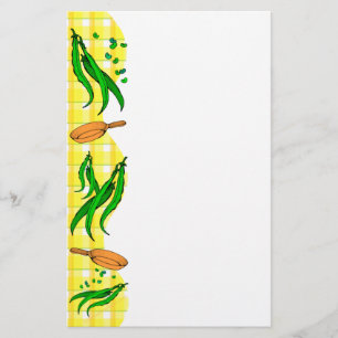 Green Beans Frying Pan Retro Kitchen Stationery