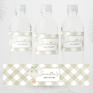 Green Bear Bearly Wait Baby Shower Water Bottle Label