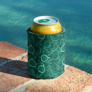 Green beautiful fig fruit pattern can cooler