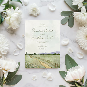 Green Beautiful Landscape Wedding  Invitation