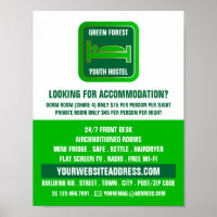 Green Bed Logo, Hostel Accommodation Advertising