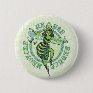 Green Bee Earthday by Mudge Studios 2 Inch Round Button