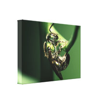 green bee stretched canvas print
