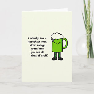 Green Beer Leprechaun Card