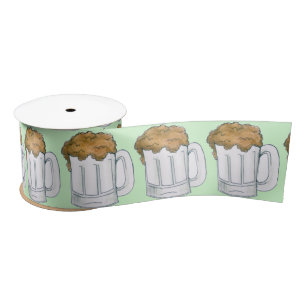 Green Beer Mug Saint Patrick's Day Bottoms Up Satin Ribbon