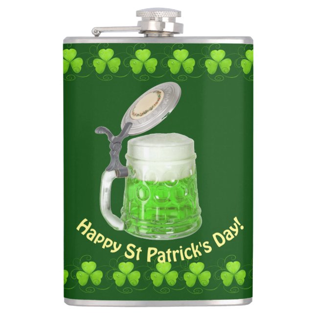 Green Beer St Patrick's Day Hip Flask (Front)