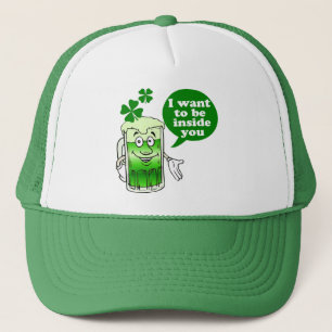Green beer wants to be inside you trucker hat