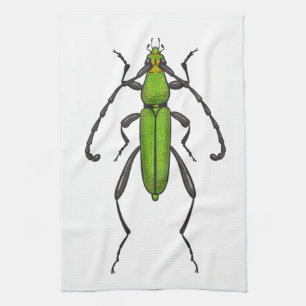 Green beetle kitchen towel